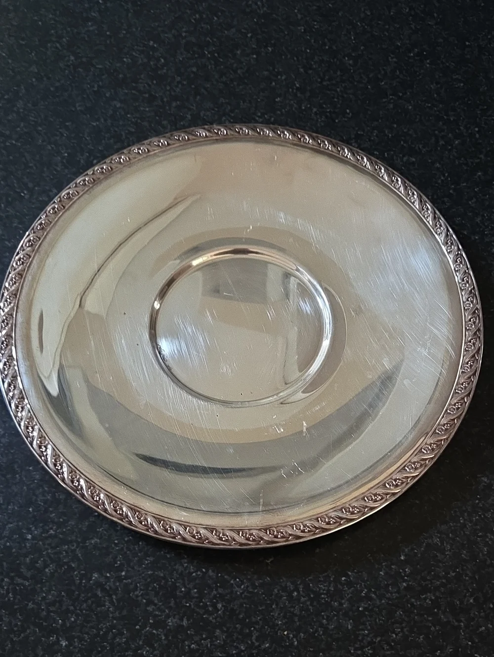 Vintage Wm.Rogers & Son Spring Flower Silverplate Round Serving Tray Platter 12